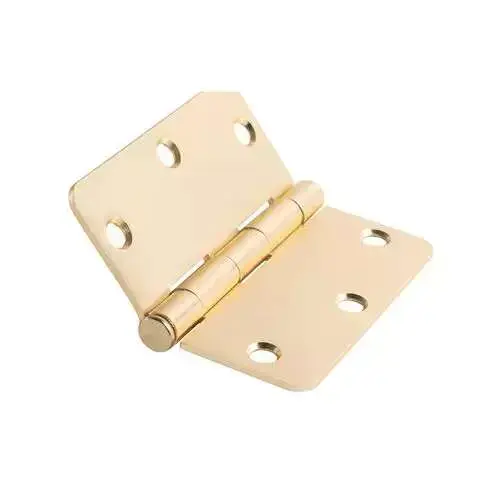 3.5x3.5" Residential Steel Hinge 1/4" R Brass - pack of 2