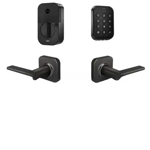 Yale Assure Lock 2 Bundle with Key Free Keypad Bluetooth Deadbolt, Valdosta Lever Passage, and DoorSense BSP Black Suede Powder Coat Finish Yale Assure Lock 2 Bundle with Key Free Keypad Bluetooth Deadbolt, Valdosta Lever Passage, and DoorSense BSP Black Suede Powder Coat Finish