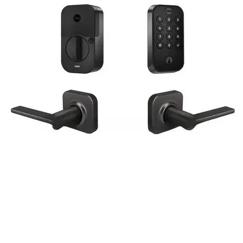 Yale Assure Lock 2 Bundle with Keypad Bluetooth Deadbolt, Valdosta Lever Passage, and DoorSense BSP Black Suede Powder Coat Finish Yale Assure Lock 2 Bundle with Keypad Bluetooth Deadbolt, Valdosta Lever Passage, and DoorSense BSP Black Suede Powder Coat Finish