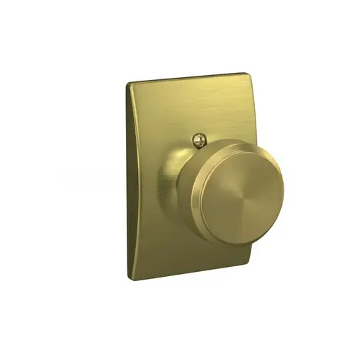 Bowery Knob with Century Rose Passage Lock with 16080 Latch and 10027 Strike Satin Brass Finish Bowery Knob with Century Rose Passage Lock with 16080 Latch and 10027 Strike Satin Brass Finish