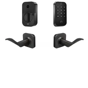 Yale Real Living BYRD410BLENWBSP Yale Assure Lock 2 Bundle with Keypad Bluetooth Deadbolt, Norwood Lever Passage, and DoorSense BSP Black Suede Powder Coat Finish