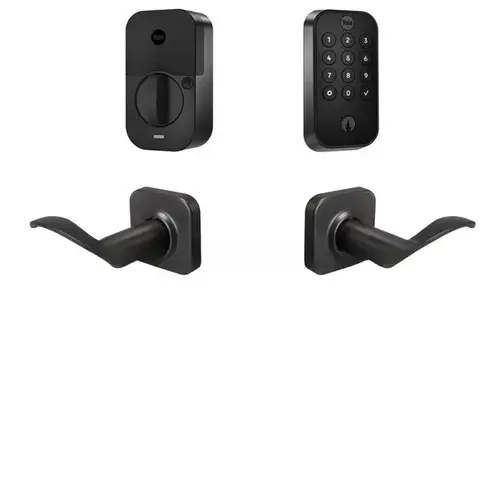 Yale Assure Lock 2 Bundle with Keypad Bluetooth Deadbolt, Norwood Lever Passage, and DoorSense BSP Black Suede Powder Coat Finish