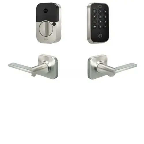 Yale Assure Lock 2 Bundle with Keypad Bluetooth Deadbolt, Valdosta Lever Passage, and DoorSense US15 (619) Satin Nickel Finish Yale Assure Lock 2 Bundle with Keypad Bluetooth Deadbolt, Valdosta Lever Passage, and DoorSense US15 (619) Satin Nickel Finish