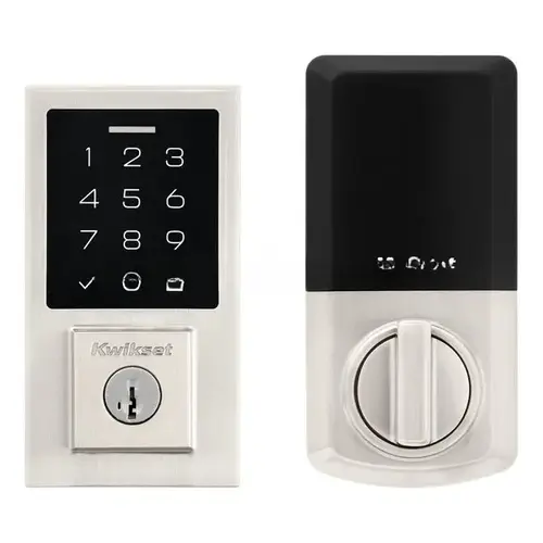 Contemporary SmartCode Touchpad Electronic Deadbolt SmartKey Satin Nickel Finish Contemporary SmartCode Touchpad Electronic Deadbolt SmartKey Satin Nickel Finish
