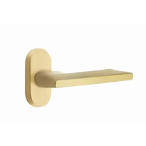 Argos Lever Right Hand 2-3/8" Backset Passage with 1-1/2" X 3" Oval Stretto Narrow Trim Lockset for 1-1/4" to 1-3/4" Door Satin Brass Finish