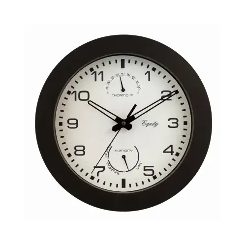 Clock, Round, Dark Brown Frame, Plastic Clock Face, Analog Clock, Round, Dark Brown Frame, Plastic Clock Face, Analog
