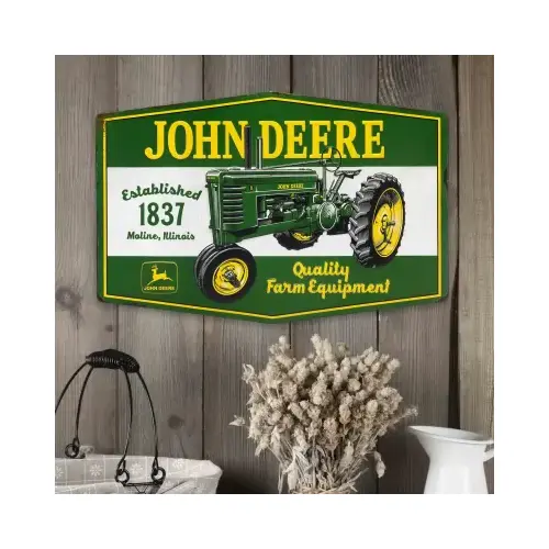 Metal Sign, "John Deere Tractor", 23 x 15 In.