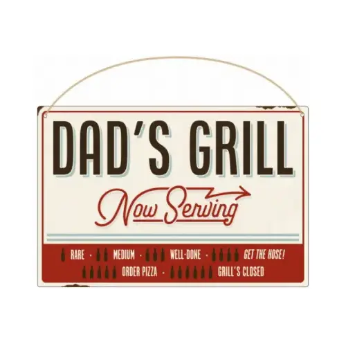 Metal Sign, "Dad's Grill Hanging", 11 x 7 in. - pack of 4