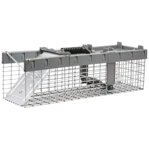 Small Animal Trap, 17-1/2 in L, 5.76 in W, 7.22 in H, Spring Loaded Door Galvanized