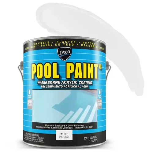 Swimming Pool Paint, Acrylic, White, Gallon