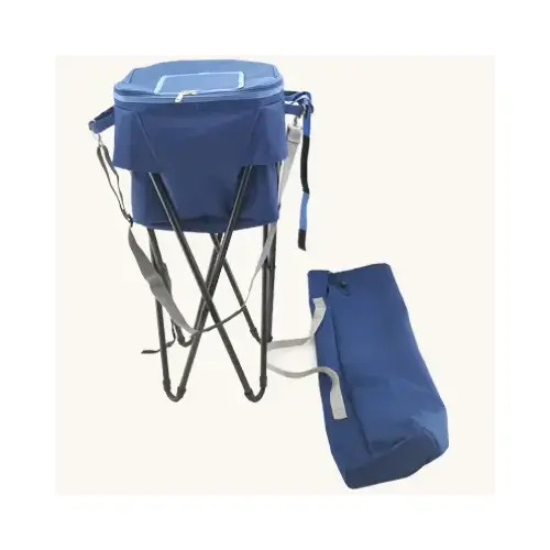 Collapsible Cooler & Carry Bag, Blue/Gray, Holds 32 Cans,