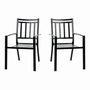 Phi Villa E02GF112 Patio Dining Chairs, Metal - pair