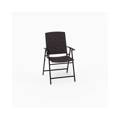 Folding Patio Dining Chairs, Wicker Back, Seat - pair