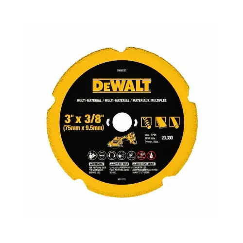 Diamond Blade, 3 in Dia, 3/8 in Arbor Diamond Blade, 3 in Dia, 3/8 in Arbor