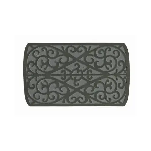 Floor Mat, 30 in L, 18 in W, Scroll Pattern, Rubber Surface, Gray Floor Mat, 30 in L, 18 in W, Scroll Pattern, Rubber Surface, Gray