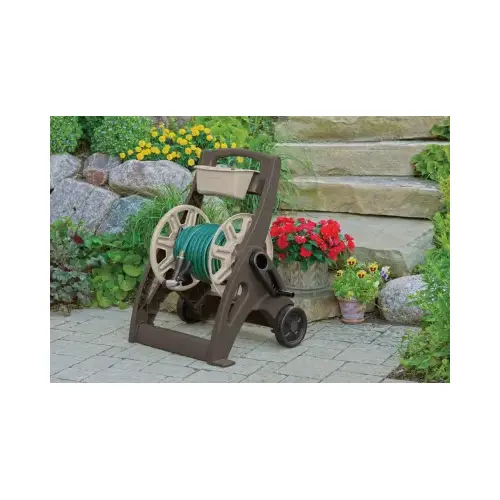 Hose Reel Cart, 5/8 in Hose, 225 ft of 5/8 in Hose, Crank Handle, Resin Light Taupe/Mocha Hose Reel Cart, 5/8 in Hose, 225 ft of 5/8 in Hose, Crank Handle, Resin Light Taupe/Mocha