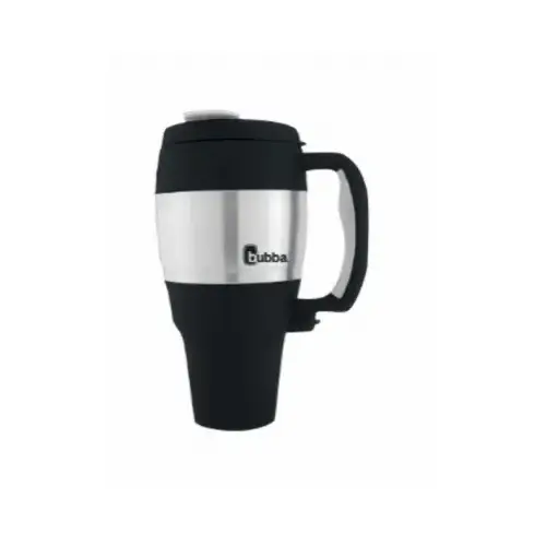 Travel Mug, Black Stainless Steel, 34 oz.