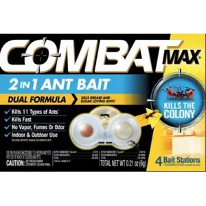COMBAT 2933412 Dual Formula Ant Killer Bait, Indoor/Outdoor Use, 4 Stations