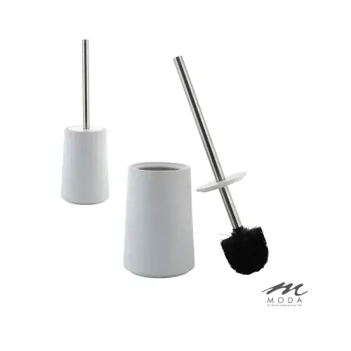 Toilet Bowl Brush & Caddy, Matte White Ceramic