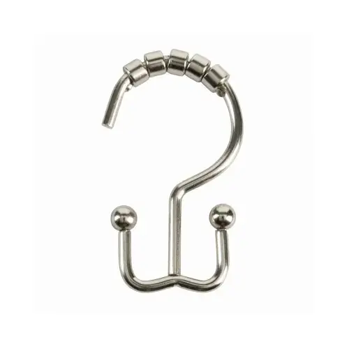 Annex Double-Roller Shower Curtain Hooks, Brushed Nickel, 12-Pk.