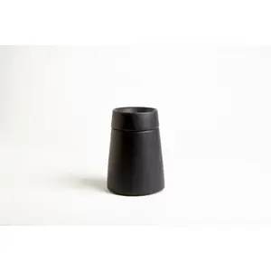 MODA AT HOME ENTERPRISES LTD 105812-BLK Crater Cotton Jar, Matte Black Ceramic