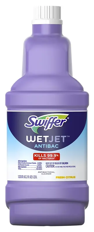 SWIFFER WetJet Anti-Bacterial Solution Refill 1.25 L Bottle Liquid Fresh Citrus Clear 56592