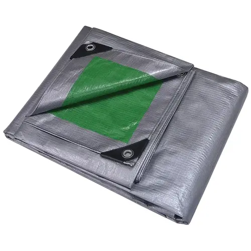 Heavy-Duty Tarp, 24 ft L, 18 ft W, 8 mil Thick, Polyethylene, Green/Silver Heavy-Duty Tarp, 24 ft L, 18 ft W, 8 mil Thick, Polyethylene, Green/Silver