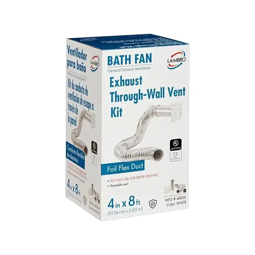 4 In. x 8 Ft. Bath Fan Exhaust Through the Wall Louvered Vent Kit