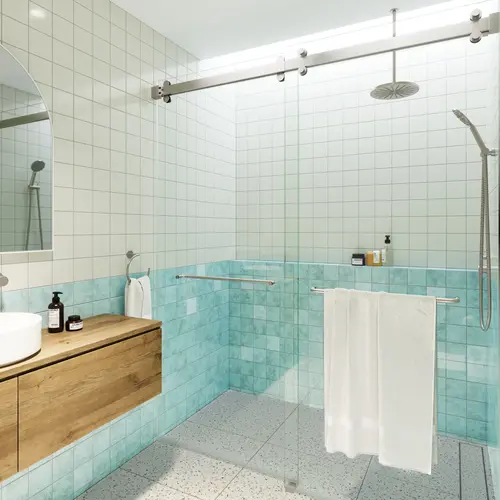 Polaris 60" x 78" Fully Frameless Glass Sliding Bypass Shower Doors with Square Hardware Brushed Nickel Polaris 60" x 78" Fully Frameless Glass Sliding Bypass Shower Doors with Square Hardware Brushed Nickel