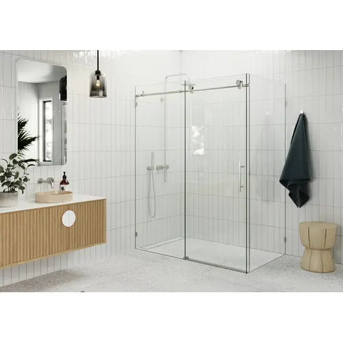 Nova 60" x 32" x 78" Fully Frameless 90 Degree Slider Shower Enclosure Brushed Nickel