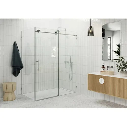 Nova 56" x 38" x 78" Fully Frameless 90 Degree Slider Shower Enclosure Chrome Nova 56" x 38" x 78" Fully Frameless 90 Degree Slider Shower Enclosure Chrome