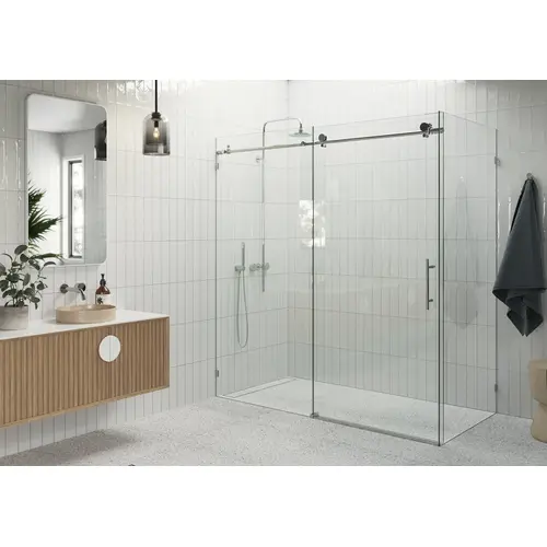 Nova 68" x 36" x 78" Fully Frameless 90 Degree Slider Shower Enclosure Chrome Nova 68" x 36" x 78" Fully Frameless 90 Degree Slider Shower Enclosure Chrome