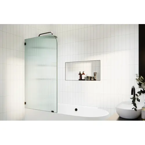 Aurora 58.25" x 30" Frameless Bath Shower Door Single Fixed Panel Fluted Frosted Radius Left Hand Oil Rubbed Bronze Aurora 58.25" x 30" Frameless Bath Shower Door Single Fixed Panel Fluted Frosted Radius Left Hand Oil Rubbed Bronze