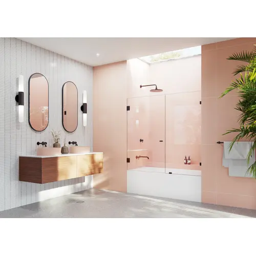 Illume 58.25" x 58.25" Fully Frameless Glass Bathtub Shower Door Wall Hinge Oil Rubbed Bronze Illume 58.25" x 58.25" Fully Frameless Glass Bathtub Shower Door Wall Hinge Oil Rubbed Bronze