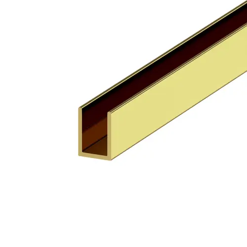 Cetus 3/4" Deep U Channel for 3/8" Fixed Glass Shower Panel 95" Length Polished Brass