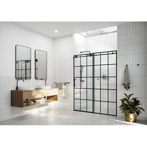 Esprit 56" to 60" x 78" French Monture Sliding Shower Door Left Hand Matte Black Esprit 56" to 60" x 78" French Monture Sliding Shower Door Left Hand Matte Black