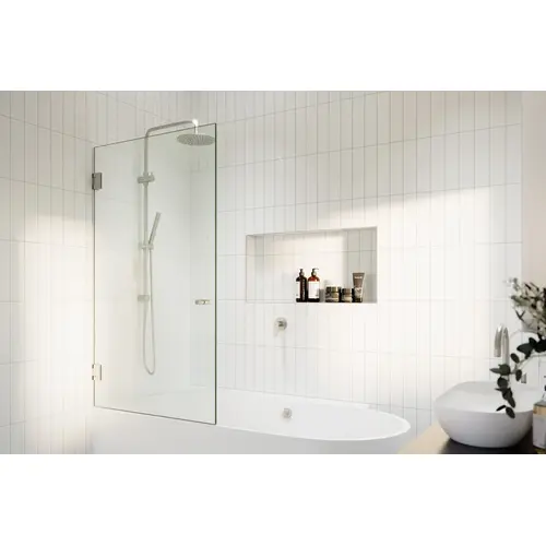 Albedo 31.25" x 58" Fully Frameless Glass Bathtub Shower Door Brushed Nickel