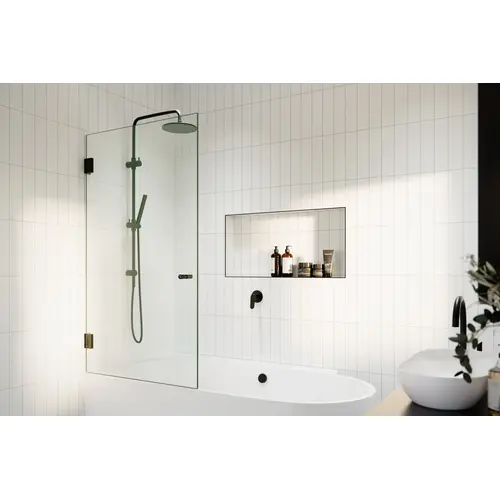 Albedo 31.25" x 58" Fully Frameless Glass Bathtub Shower Door Matte Black