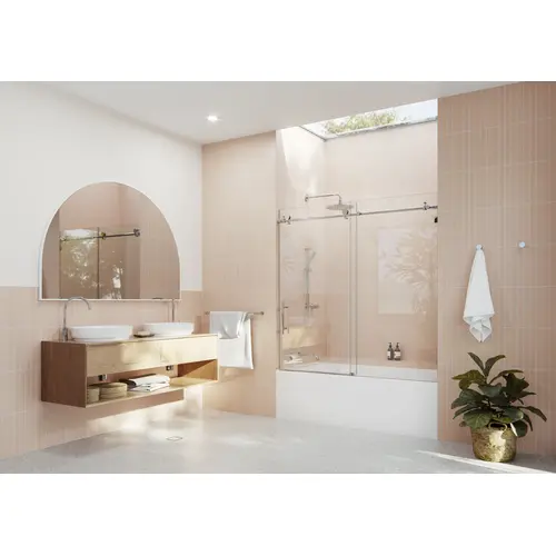Eclipse 60" x 60" Fully Frameless Glass Bath Slider Chrome Eclipse 60" x 60" Fully Frameless Glass Bath Slider Chrome