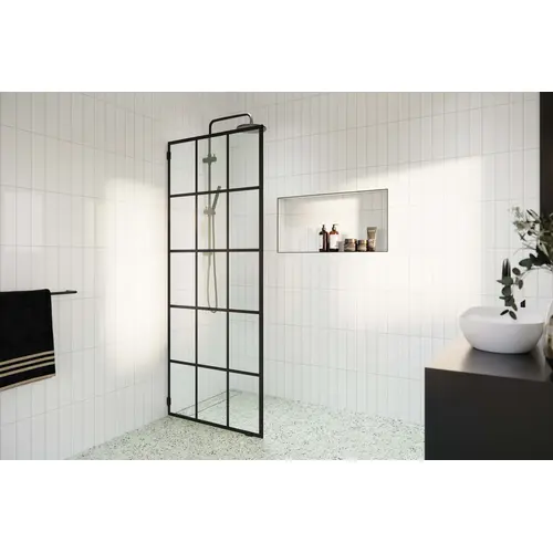 Esprit 30" X 78" French Silk Screen Single Fixed Shower Panel French Monture Matte Black