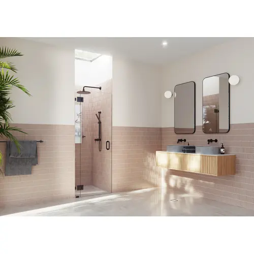 Halo 32.25" x 78" Glass Hinged Fully Frameless Glass Shower Enclosure Oil Rubbed Bronze Halo 32.25" x 78" Glass Hinged Fully Frameless Glass Shower Enclosure Oil Rubbed Bronze