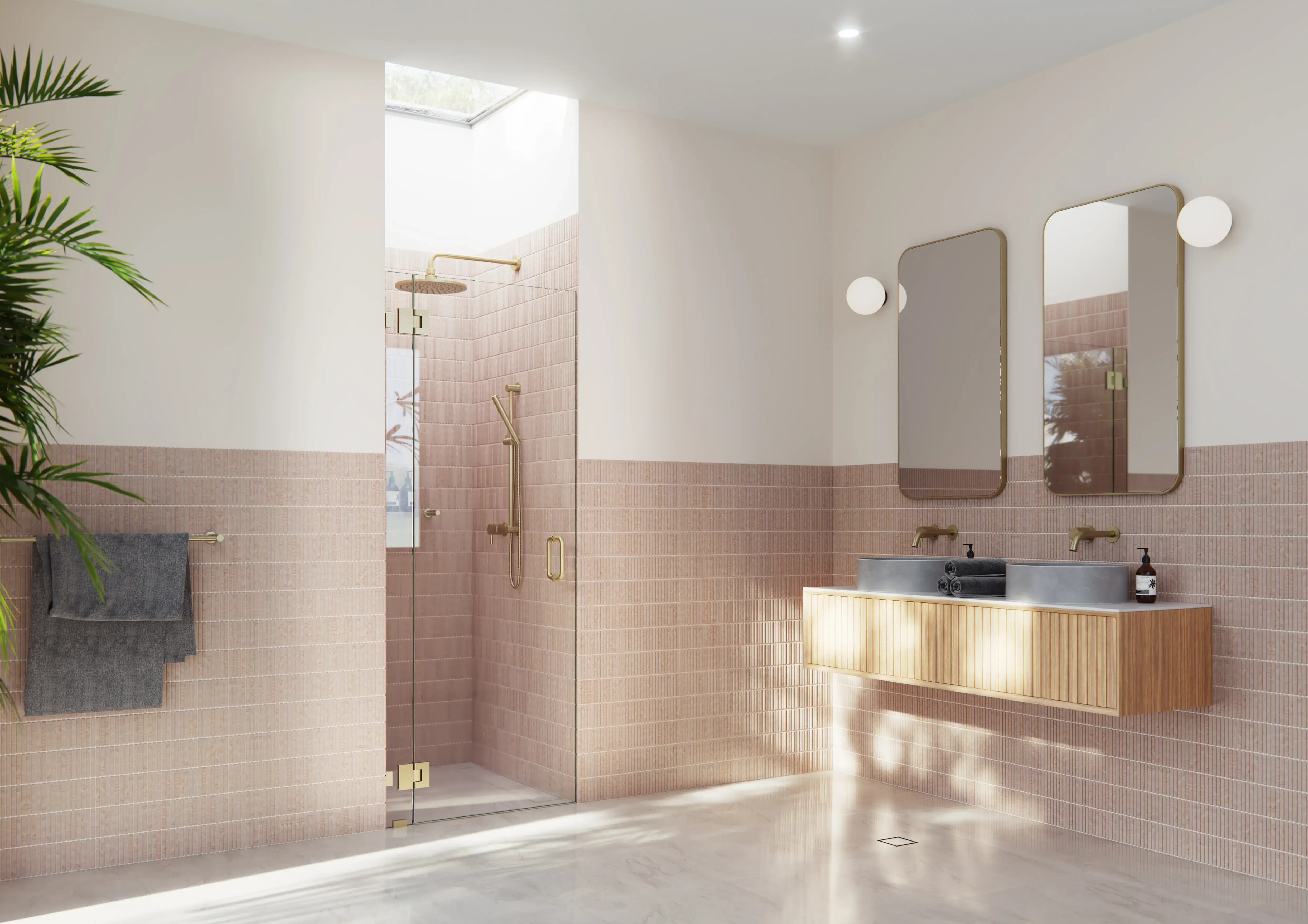 Glass Warehouse Halo 32.25 x 78 Glass Hinged Fully Frameless Glass Shower Enclosure Satin Brass GW-GH-32-25-SB