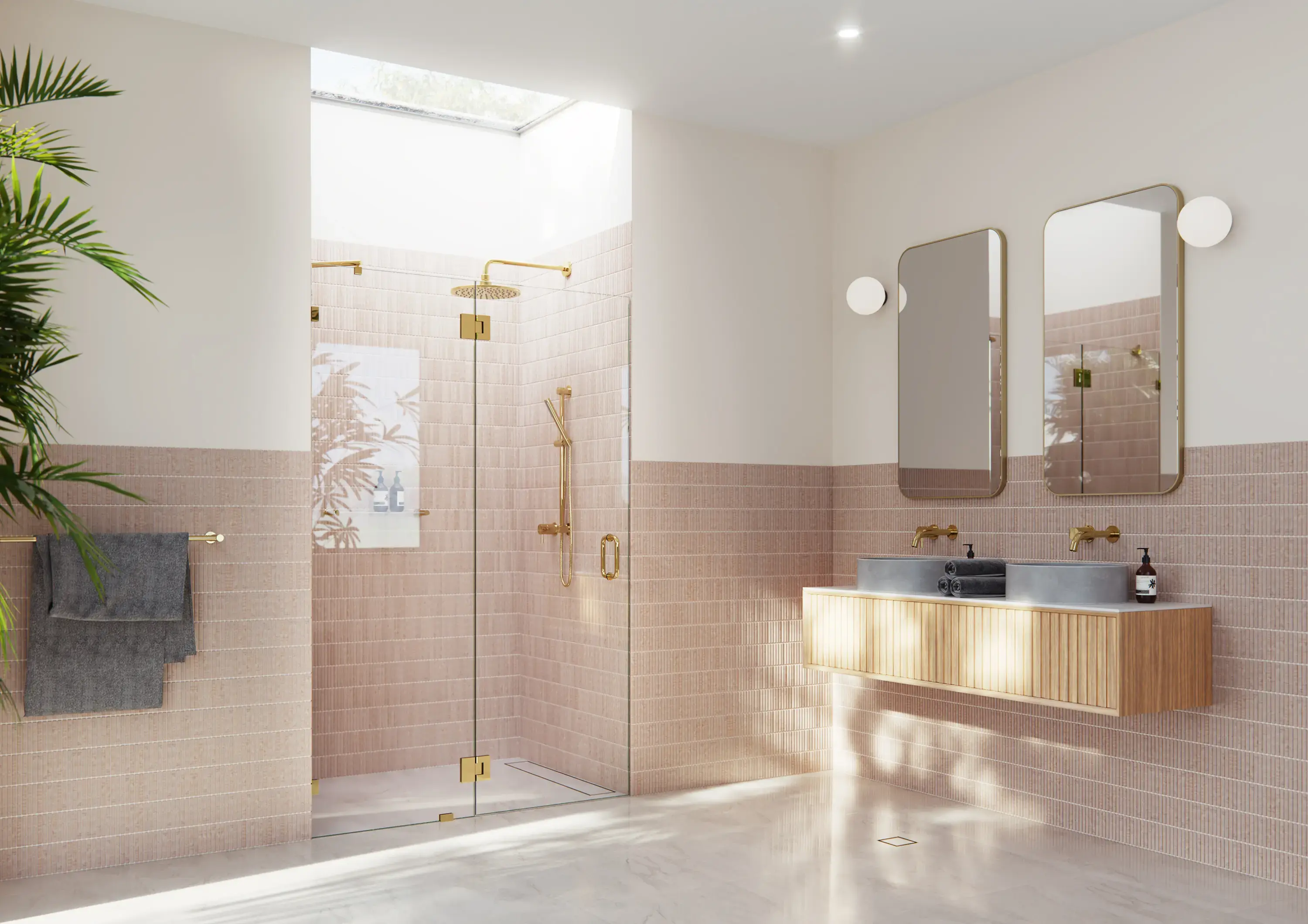 Glass Warehouse Halo 54.75 x 78 Glass Hinged Fully Frameless Glass Shower Enclosure Polished Brass GW-GH-54-75-PB Glass Warehouse Halo 54.75 x 78 Glass Hinged Fully Frameless Glass Shower Enclosure Polished Brass GW-GH-54-75-PB