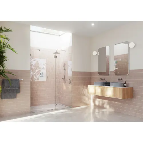 Halo 58.5" x 78" Glass Hinged Fully Frameless Glass Shower Enclosure Chrome Halo 58.5" x 78" Glass Hinged Fully Frameless Glass Shower Enclosure Chrome