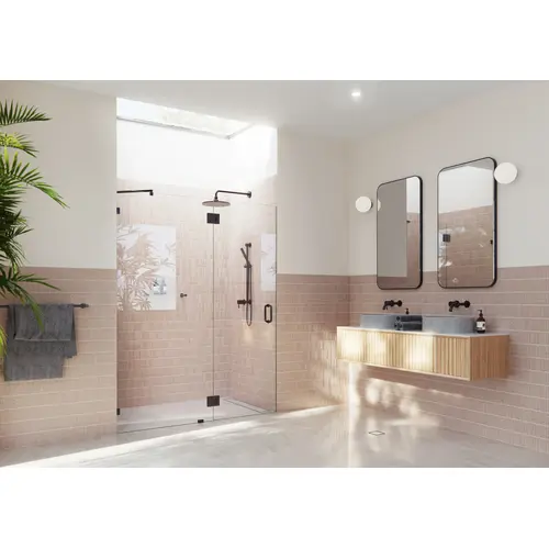 Halo 56.5" x 78" Glass Hinged Fully Frameless Glass Shower Enclosure Oil Rubbed Bronze Halo 56.5" x 78" Glass Hinged Fully Frameless Glass Shower Enclosure Oil Rubbed Bronze