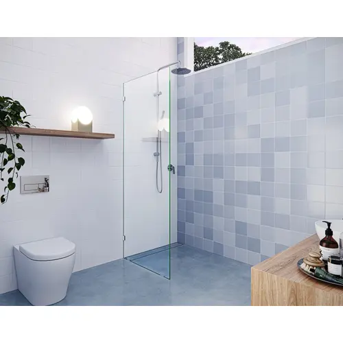 Vela 27" x 78" Fully Frameless Glass Shower Panel Single Fixed Panel Chrome Vela 27" x 78" Fully Frameless Glass Shower Panel Single Fixed Panel Chrome