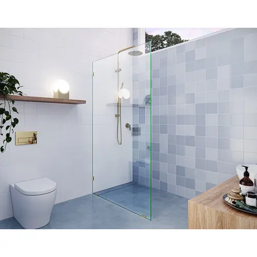 Vela 42" x 78" Fully Frameless Glass Shower Panel Single Fixed Panel Polished Brass Vela 42" x 78" Fully Frameless Glass Shower Panel Single Fixed Panel Polished Brass