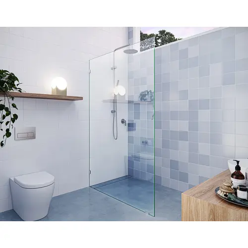 Vela 48" x 78" Fully Frameless Glass Shower Panel Single Fixed Panel Brushed Nickel Vela 48" x 78" Fully Frameless Glass Shower Panel Single Fixed Panel Brushed Nickel