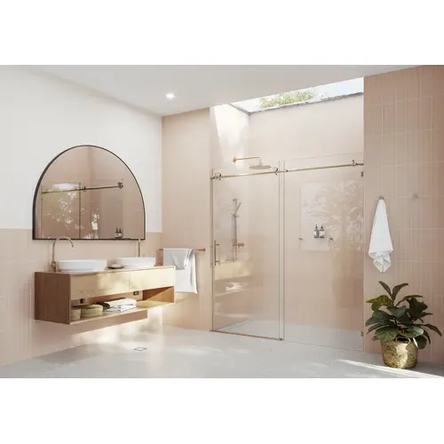 Eclipse 64" x 78" Fully Frameless Glass Sliding Shower Doors Brushed Bronze Eclipse 64" x 78" Fully Frameless Glass Sliding Shower Doors Brushed Bronze