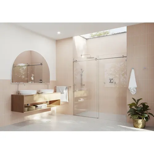 Eclipse 72" x 78" Fully Frameless Glass Sliding Shower Doors Brushed Nickel Eclipse 72" x 78" Fully Frameless Glass Sliding Shower Doors Brushed Nickel